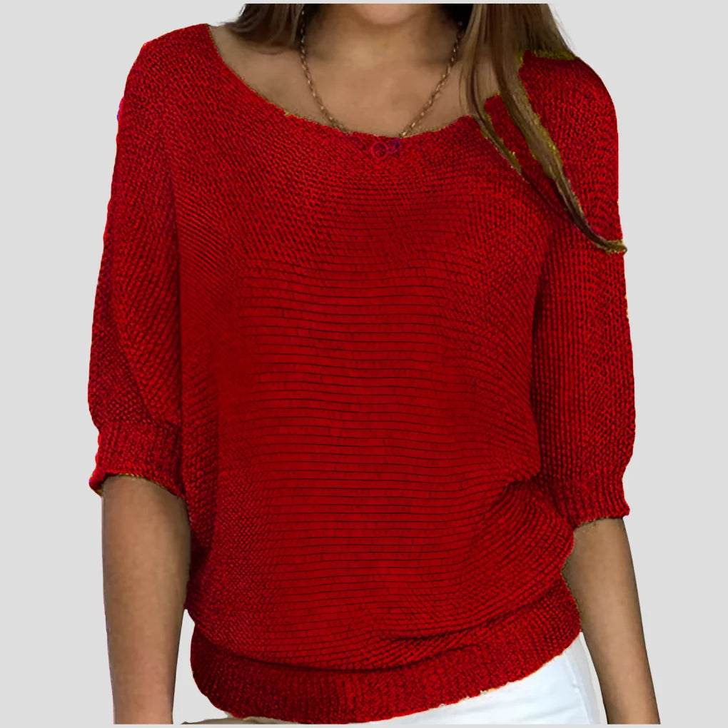 Women’s Oversized Crew Neck Jumper Textured Knit Design 3
