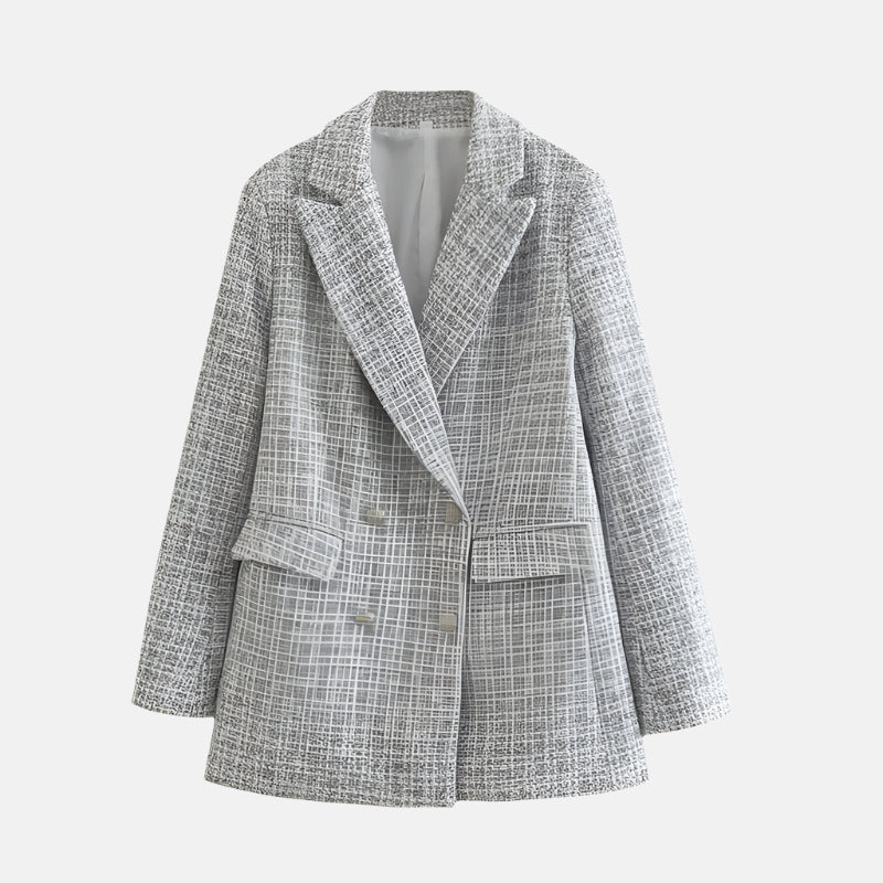 Women’s Tweed Blazer Double-Breasted Tailored Fit 0