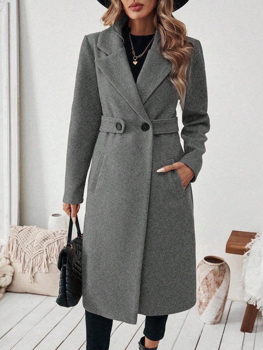 Adelheid Classic Coat with Notch Lapels and Flap Pockets - Gray