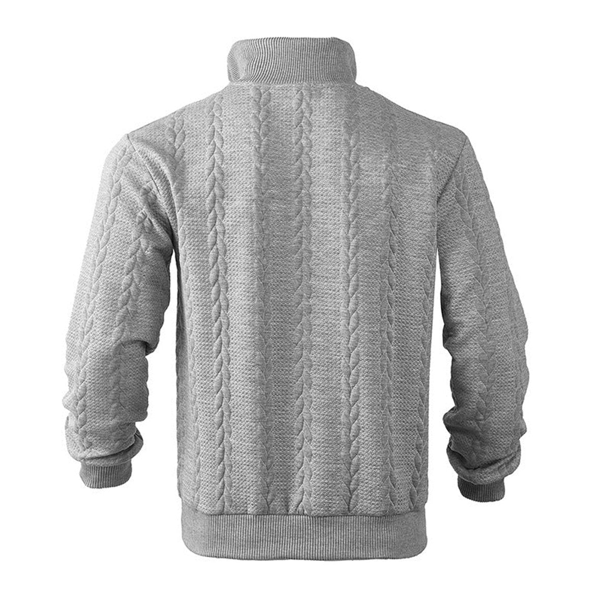 Alex Men's Quarter Zip Sweater with Stand Collar - Heather Gray