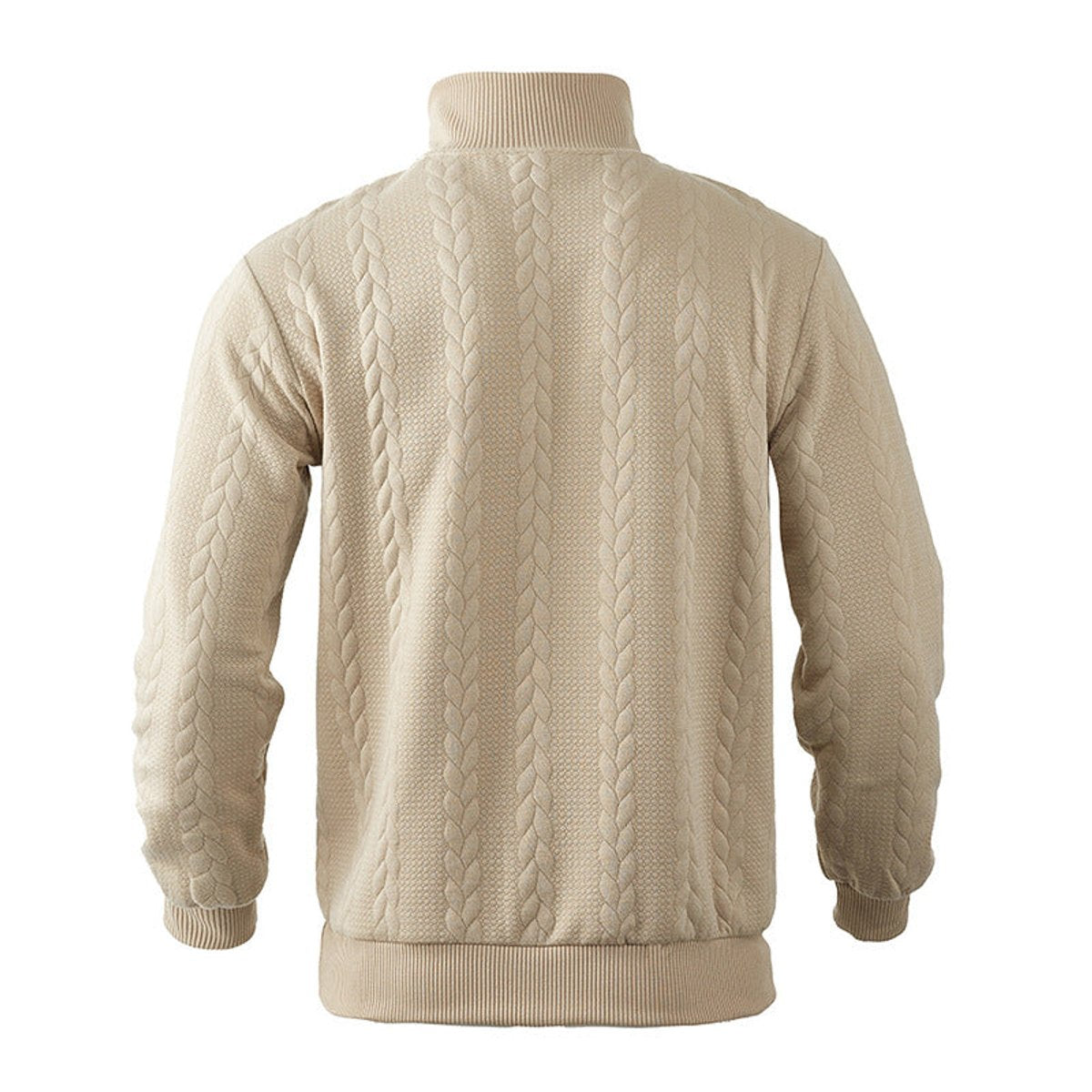 Alex Men's Quarter Zip Sweater with Stand Collar - Beige