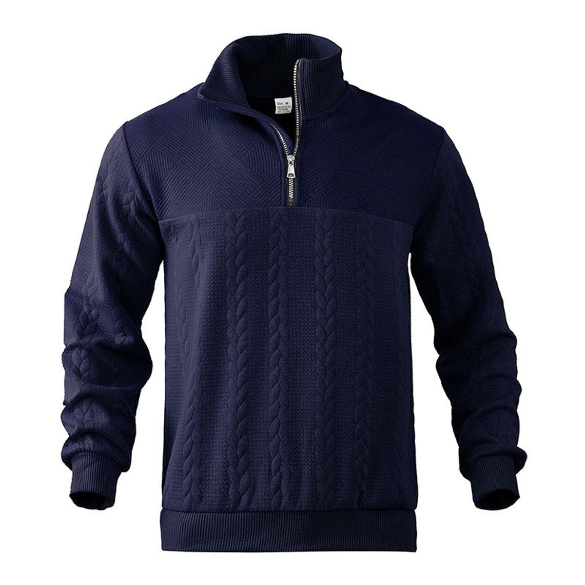 Alex Men's Quarter Zip Sweater with Stand Collar - Navy