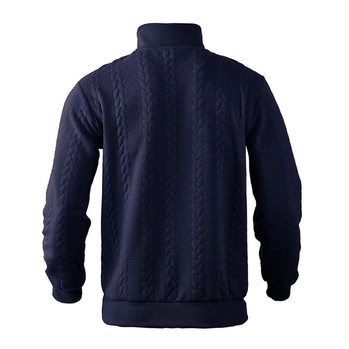 Alex Men's Quarter Zip Sweater with Stand Collar - Navy