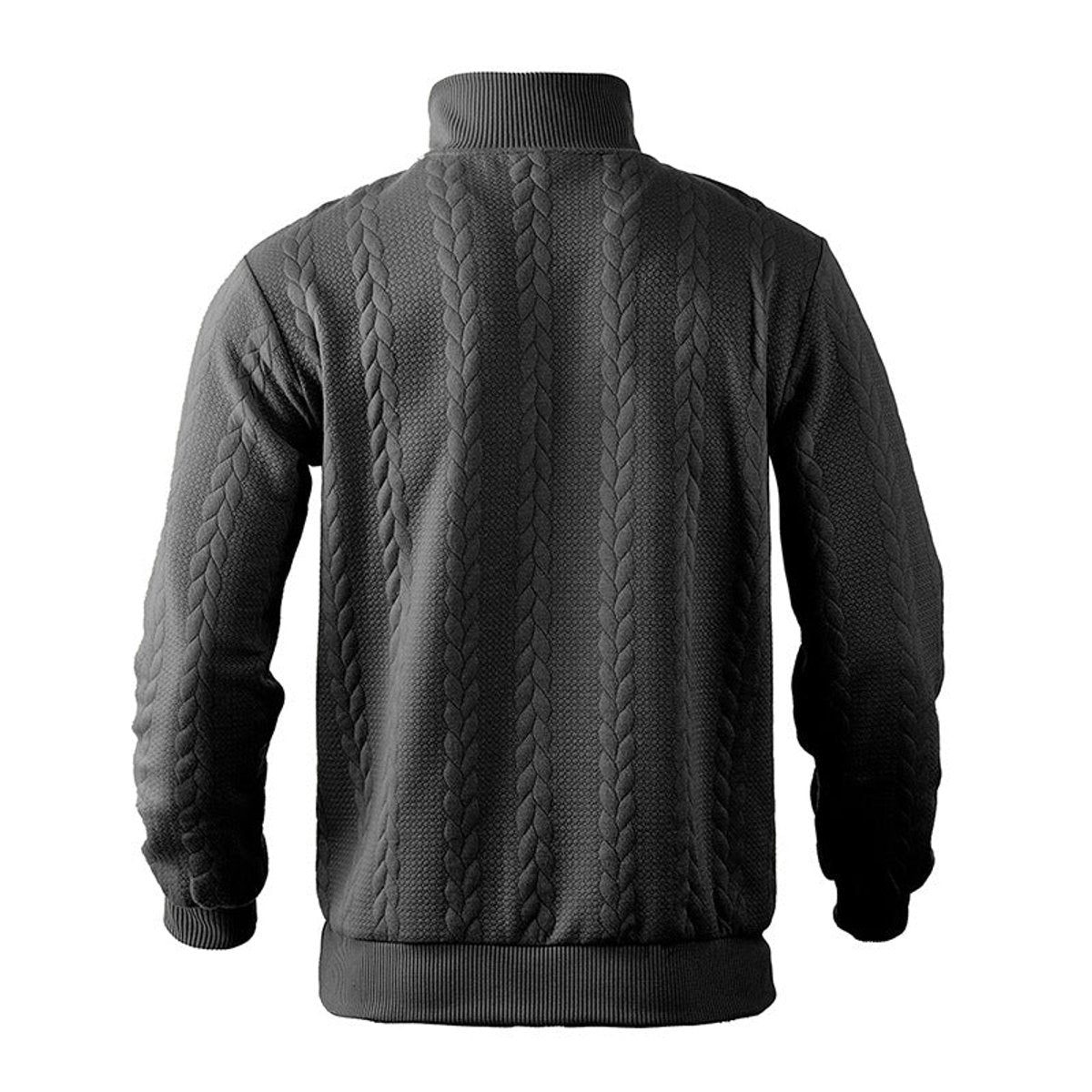 Alex Men's Quarter Zip Sweater with Stand Collar - Black
