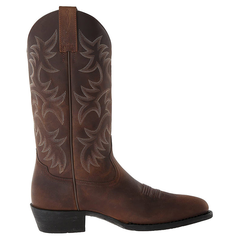 Alona Classic Cowboy Boots with Stitched Shaft - Brown