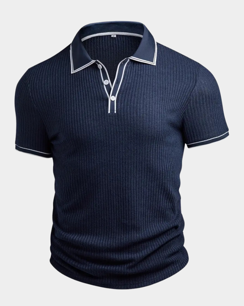Amillo Men's Classic Polo Shirt with Two-Button Placket - Dark Blue