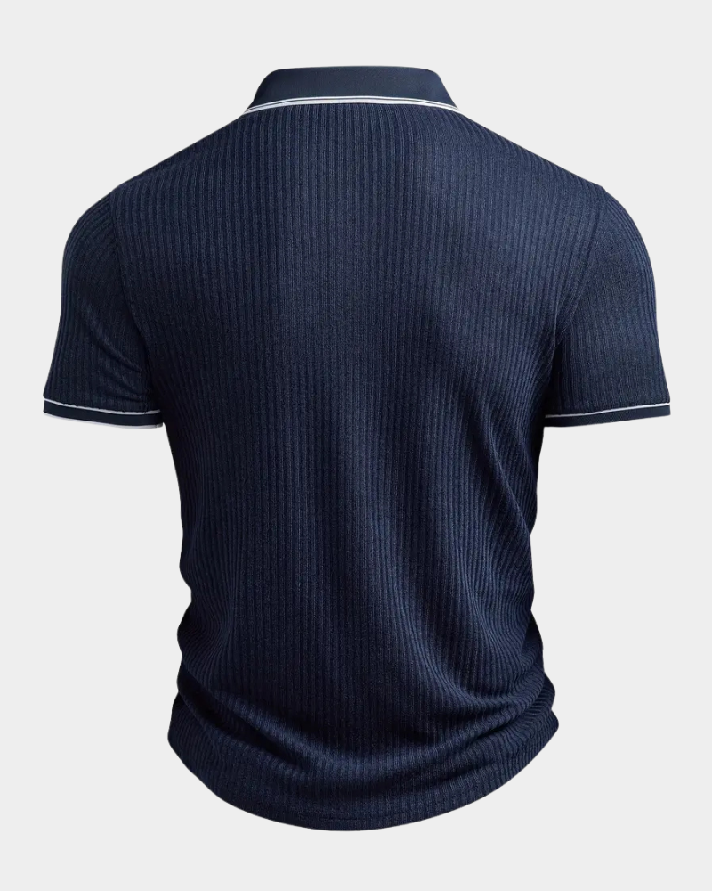 Amillo Men's Classic Polo Shirt with Two-Button Placket - Dark Blue