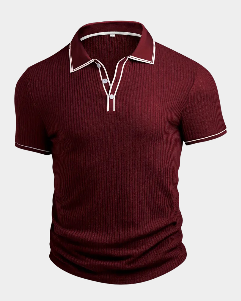Amillo Men's Classic Polo Shirt with Two-Button Placket - Red