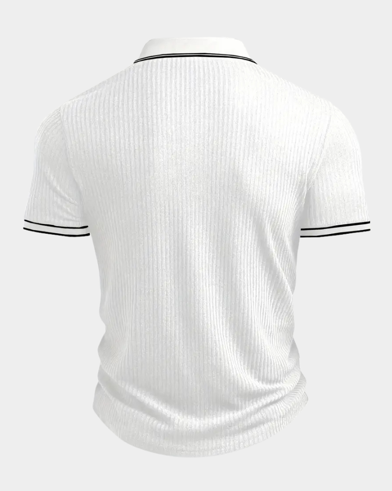 Amillo Men's Classic Polo Shirt with Two-Button Placket - White