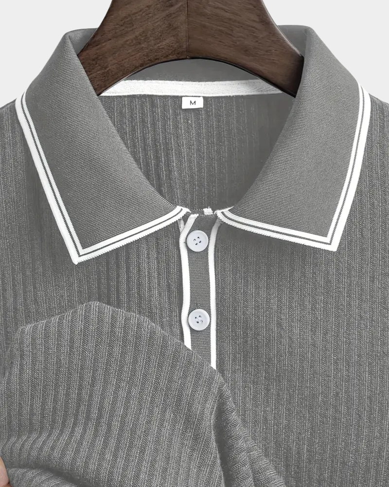 Amillo Men's Classic Polo Shirt with Two-Button Placket - Gray