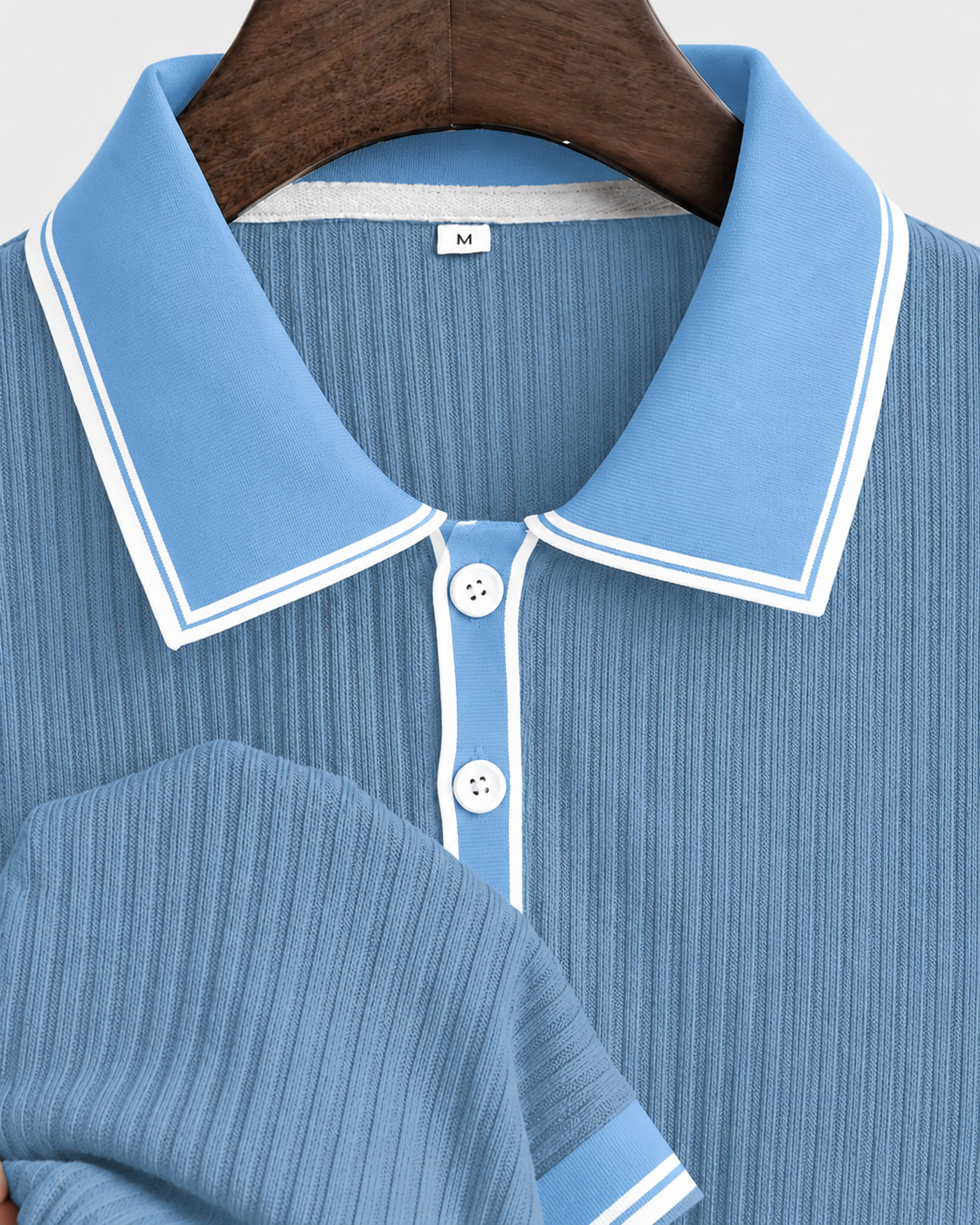 Amillo Men's Classic Polo Shirt with Two-Button Placket - Light Blue