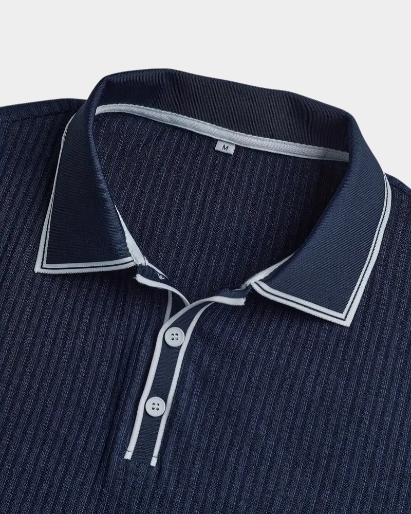 Amillo Men's Classic Polo Shirt with Two-Button Placket - Dark Blue