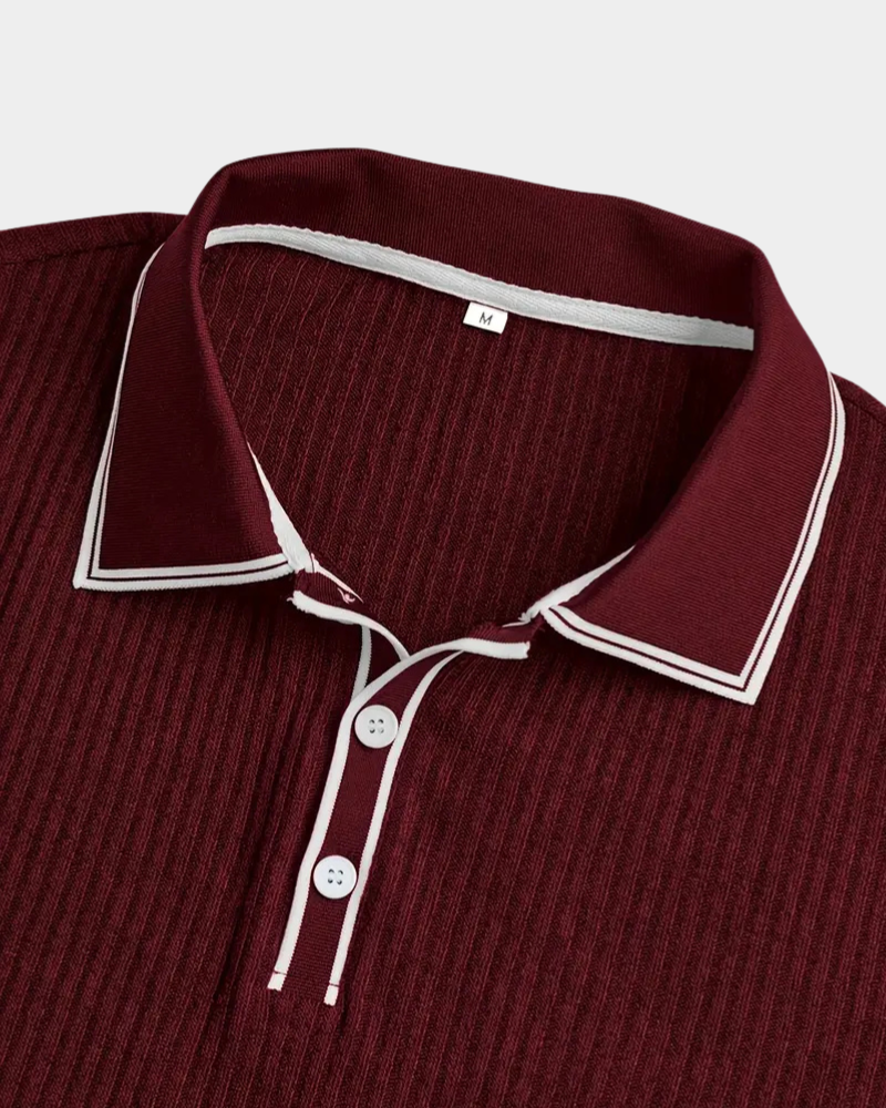 Amillo Men's Classic Polo Shirt with Two-Button Placket - Red