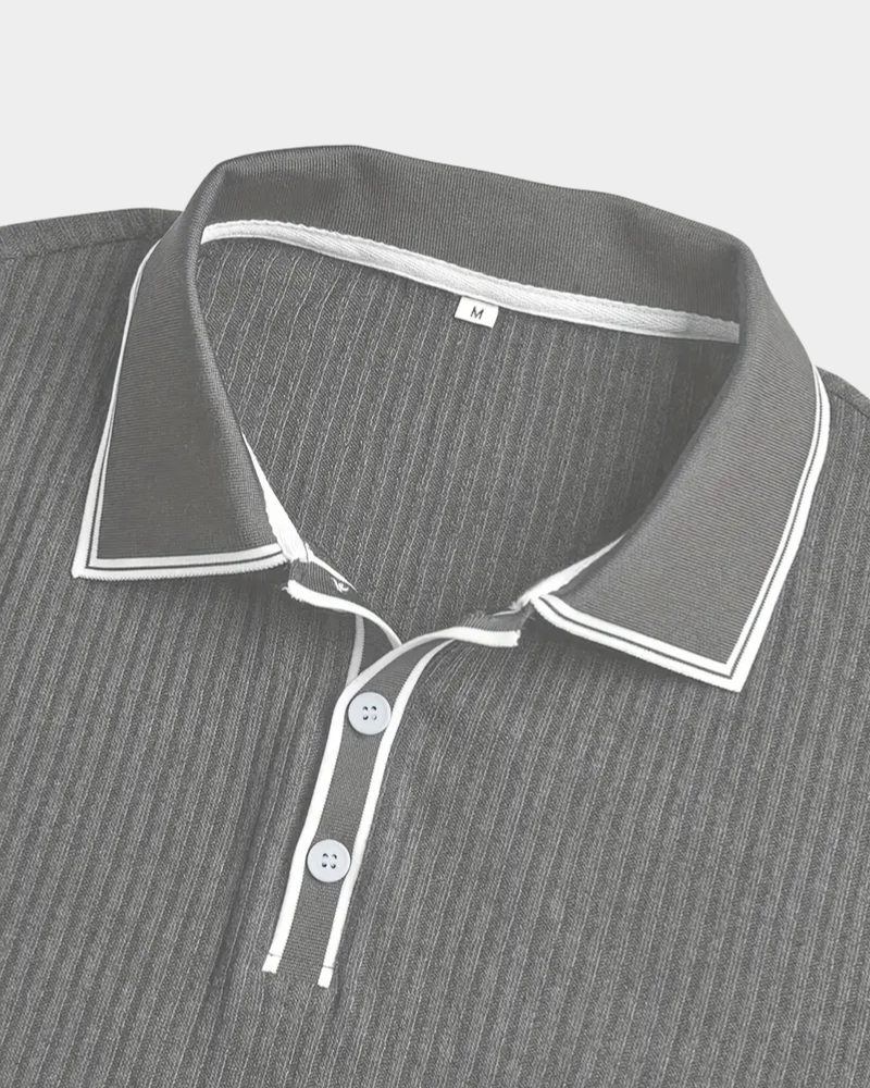 Amillo Men's Classic Polo Shirt with Two-Button Placket - Gray