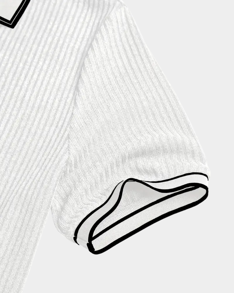 Amillo Men's Classic Polo Shirt with Two-Button Placket - White