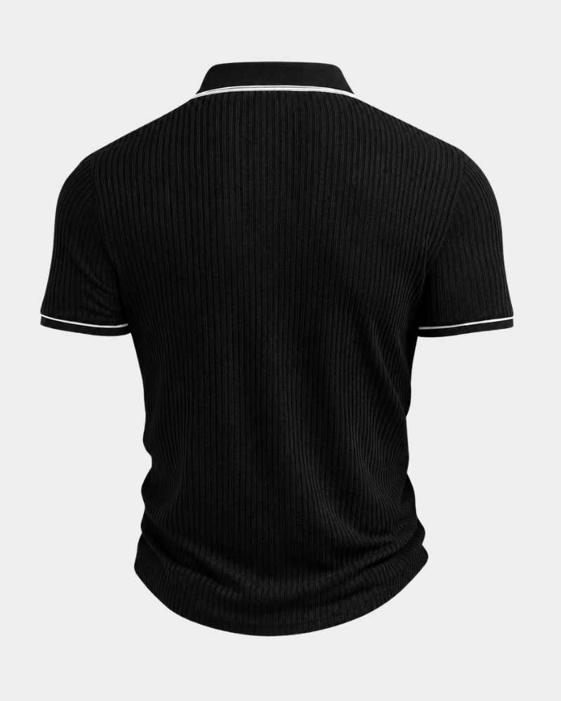 Amillo Men's Classic Polo Shirt with Two-Button Placket - Black