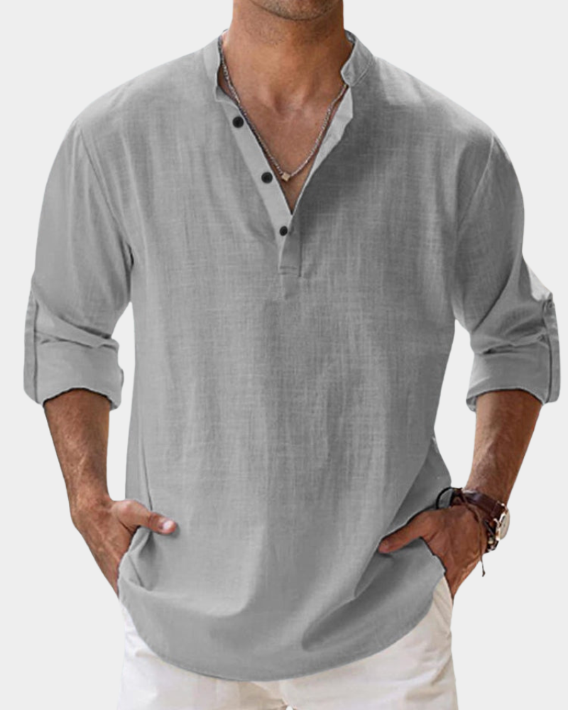 Anderson Men's Henley Shirt with Long Sleeves - Gray