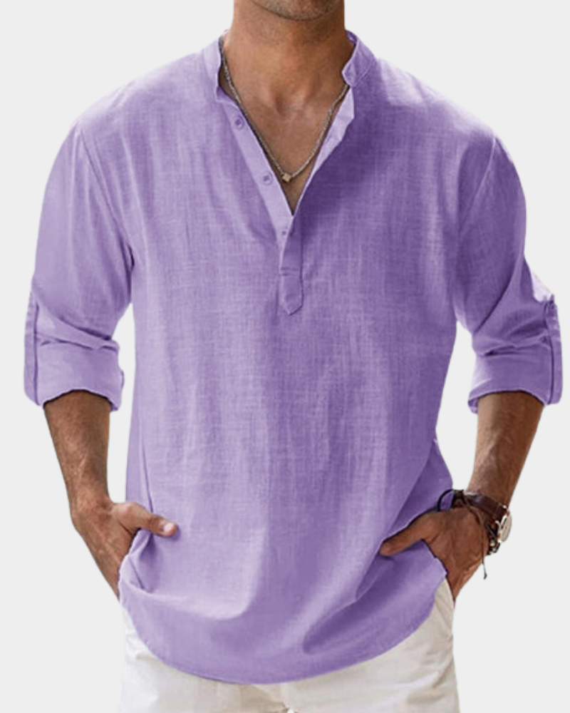 Anderson Men's Henley Shirt with Long Sleeves - Violet