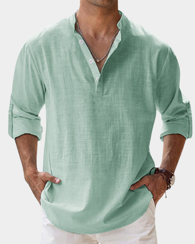 Anderson Men's Henley Shirt with Long Sleeves - Green