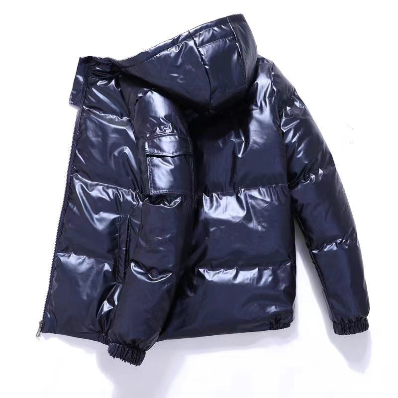 Ansgar Men's Gloss-Finish Puffer Jacket with Hood - Royal Blue