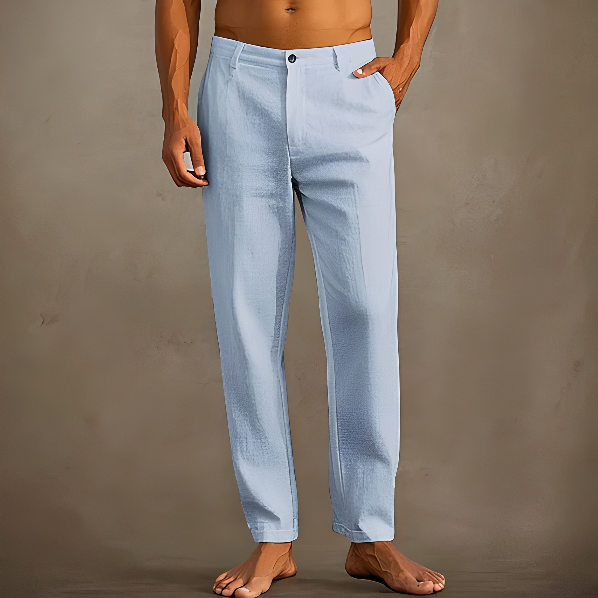 Arjay Men's Lightweight Trousers with Straight Leg - Light Blue