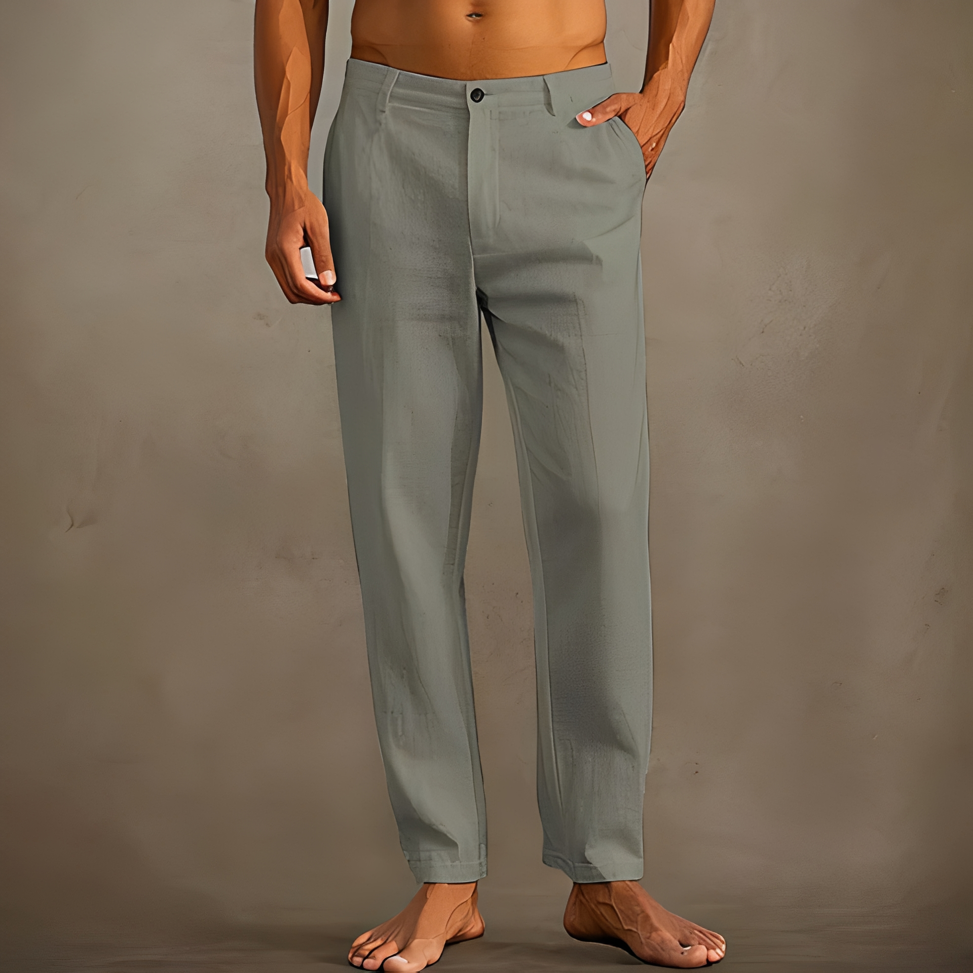 Arjay Men's Lightweight Trousers with Straight Leg - Gray