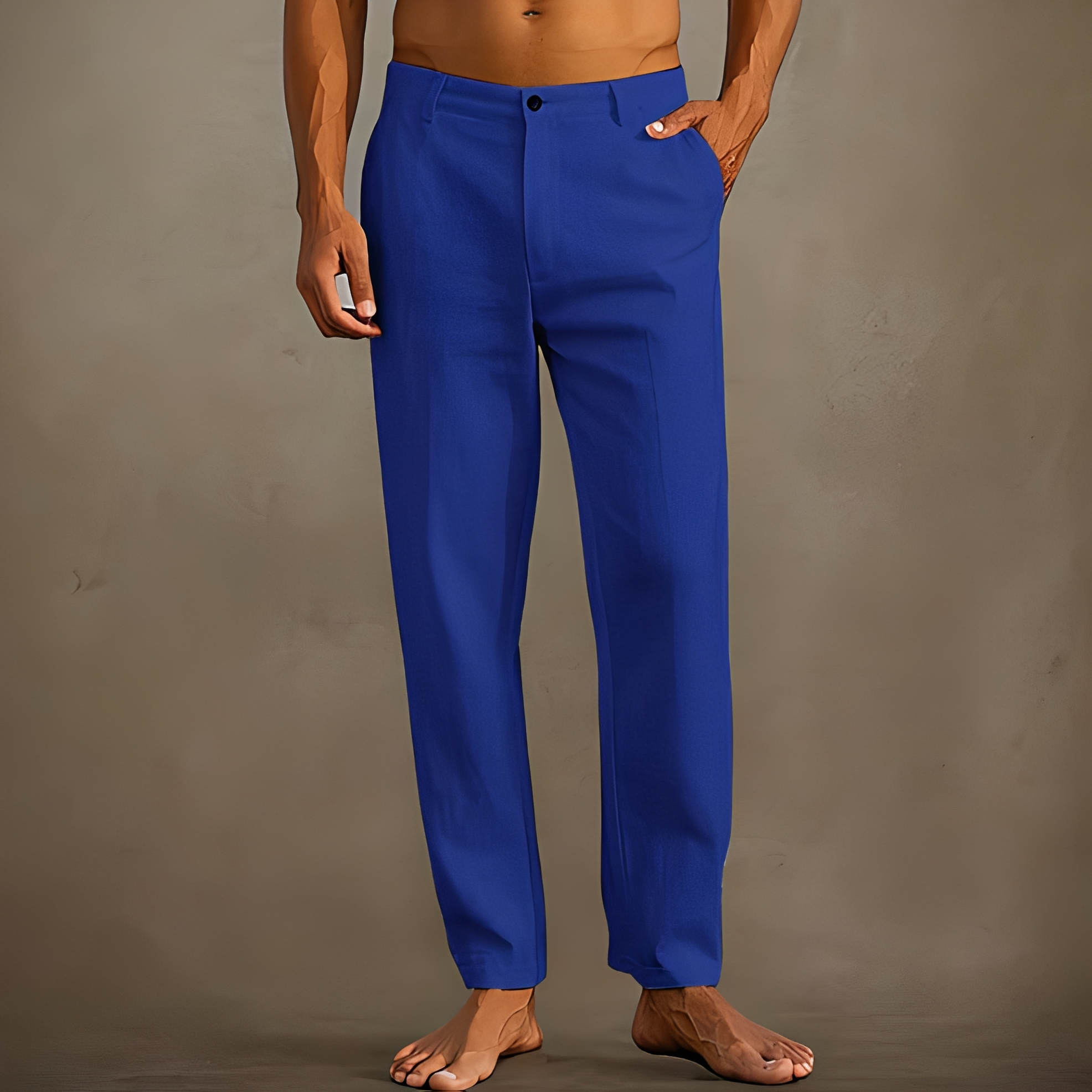 Arjay Men's Lightweight Trousers with Straight Leg - Blue