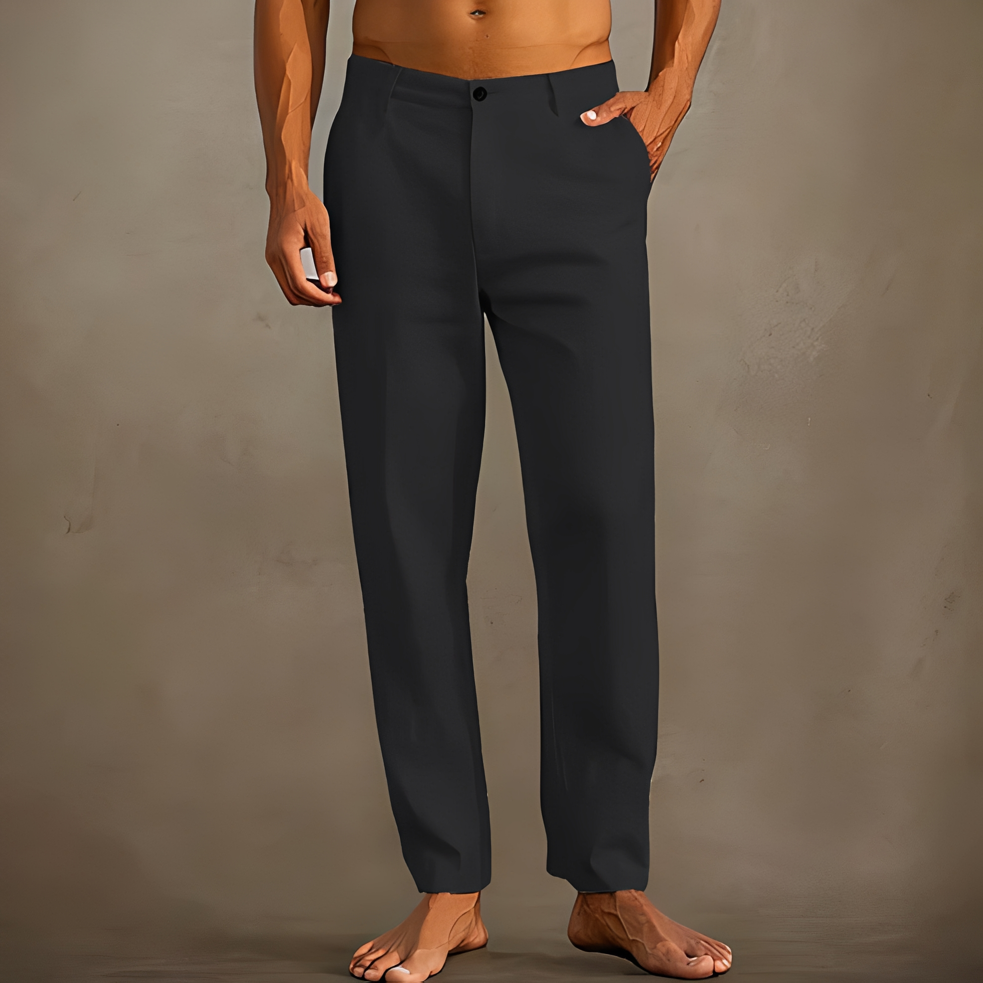 Arjay Men's Lightweight Trousers with Straight Leg - Black
