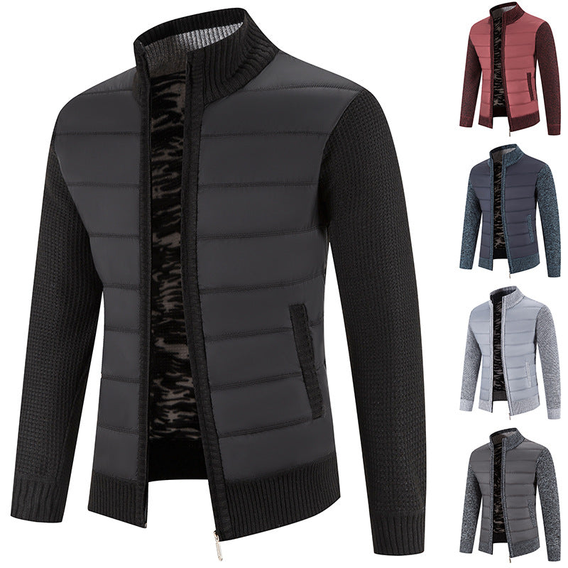 Bruno Men's Quilted Bomber Jacket with Knit Sleeves