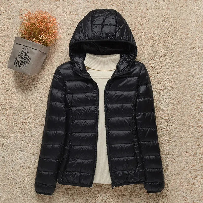 Carlo Lightweight Puffer Jacket with Fixed Hood - Black