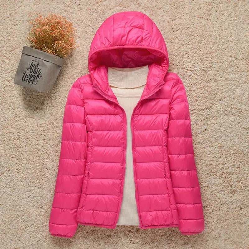 Carlo Lightweight Puffer Jacket with Fixed Hood - Pink