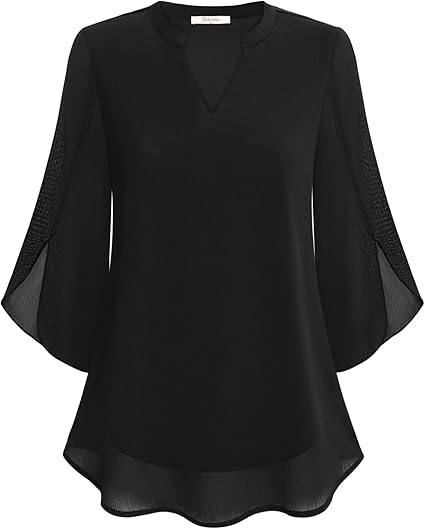 Carmela Flowing Formal Blouse with Covered Buttons - Black