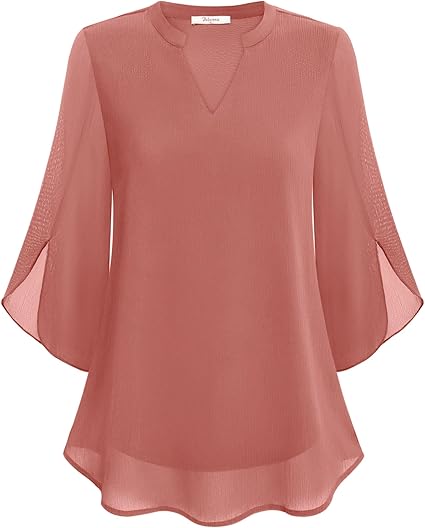 Carmela Flowing Formal Blouse with Covered Buttons - Pink