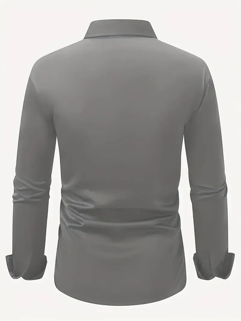 Caspian Men's Dress Shirt with Structured Collar and Yoke - Dark Gray