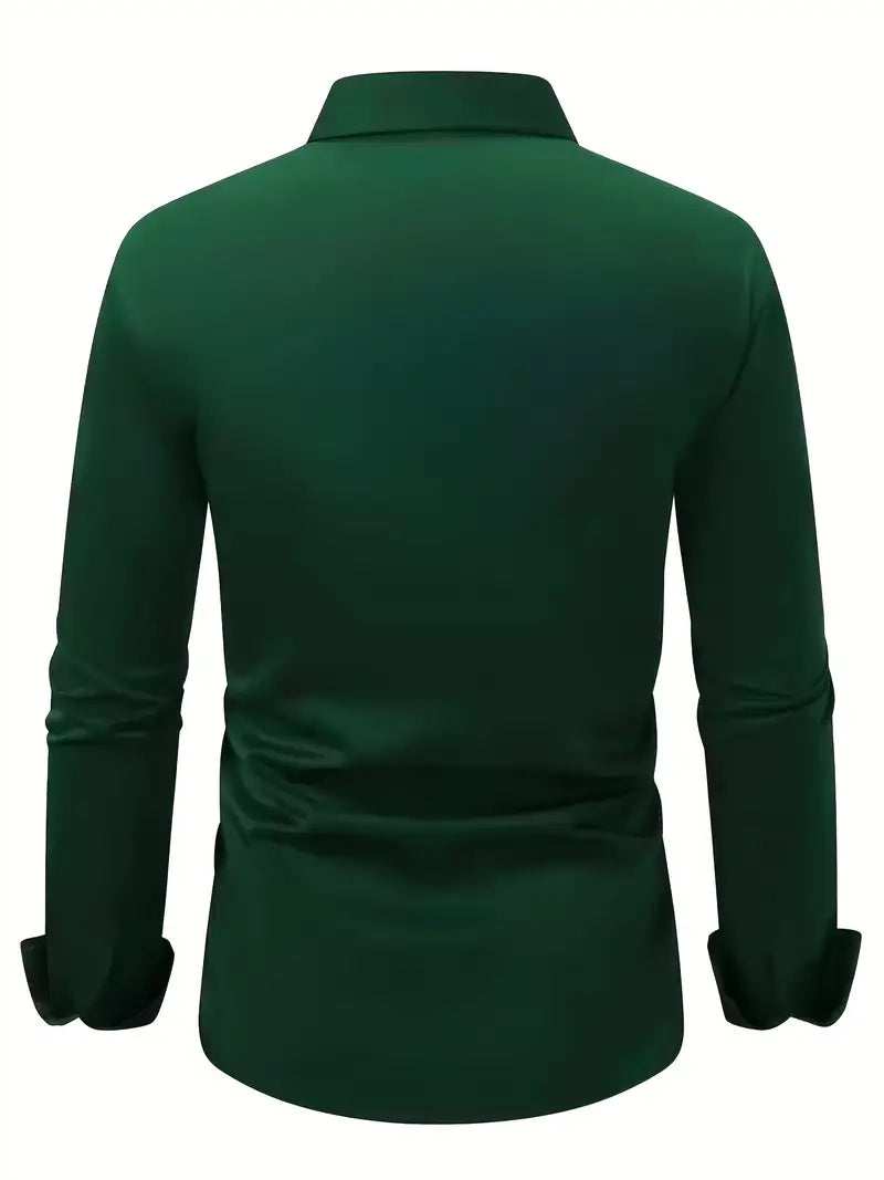 Caspian Men's Dress Shirt with Structured Collar and Yoke - Green