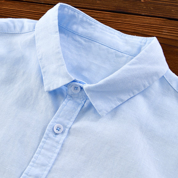 Clark Men's Long Sleeve Button-Down Shirt with Button Collar - Blue