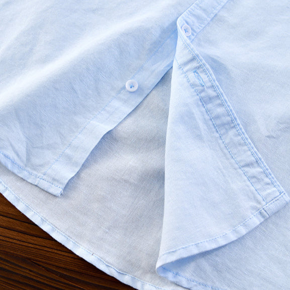 Clark Men's Long Sleeve Button-Down Shirt with Button Collar - Blue