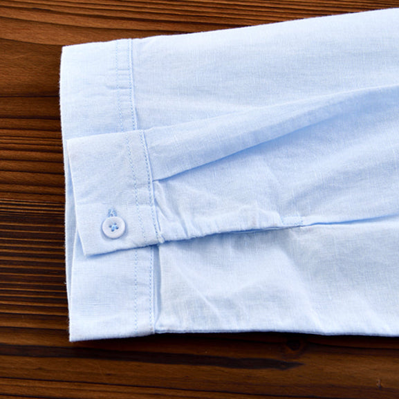 Clark Men's Long Sleeve Button-Down Shirt with Button Collar - Blue