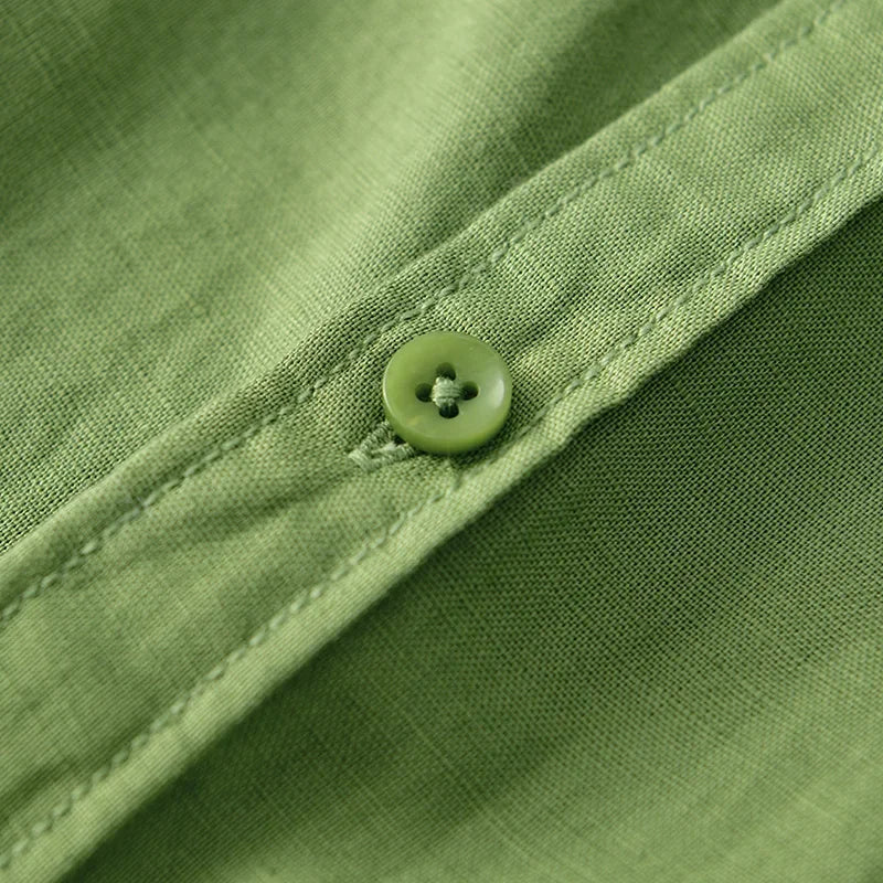 Clark Men's Long Sleeve Button-Down Shirt with Button Collar - Green
