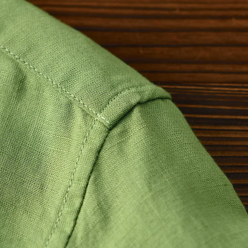 Clark Men's Long Sleeve Button-Down Shirt with Button Collar - Green
