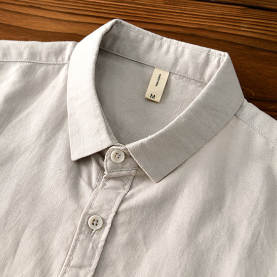 Clark Men's Long Sleeve Button-Down Shirt with Button Collar - Beige