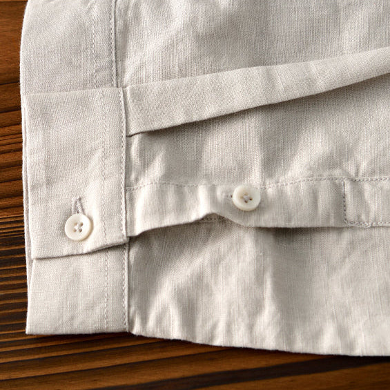 Clark Men's Long Sleeve Button-Down Shirt with Button Collar - Beige