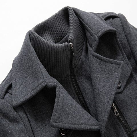 Dannie Men's Lined Winter Coat with Layered Collar - Gray