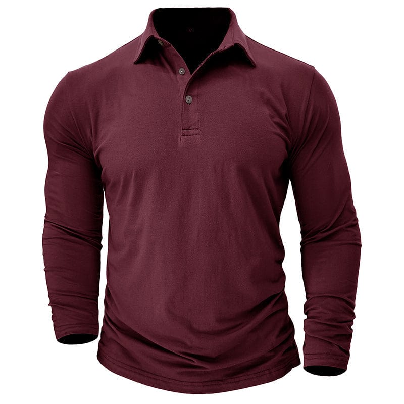 Drayce Men's Long Sleeve Polo Shirt with Close Collar