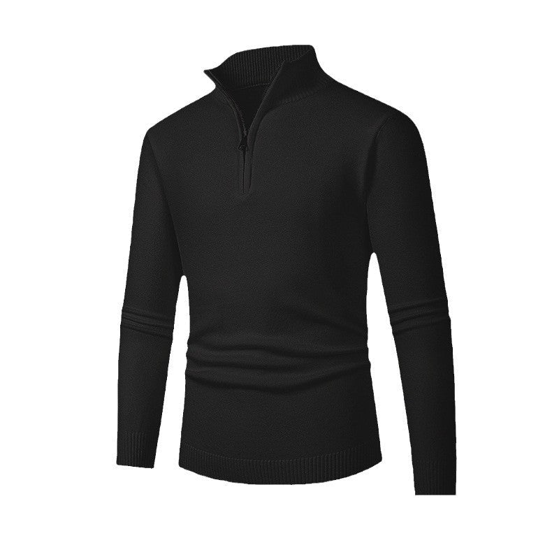 Eckhard Men's Half-Zip Sweater with Stand Collar - Black