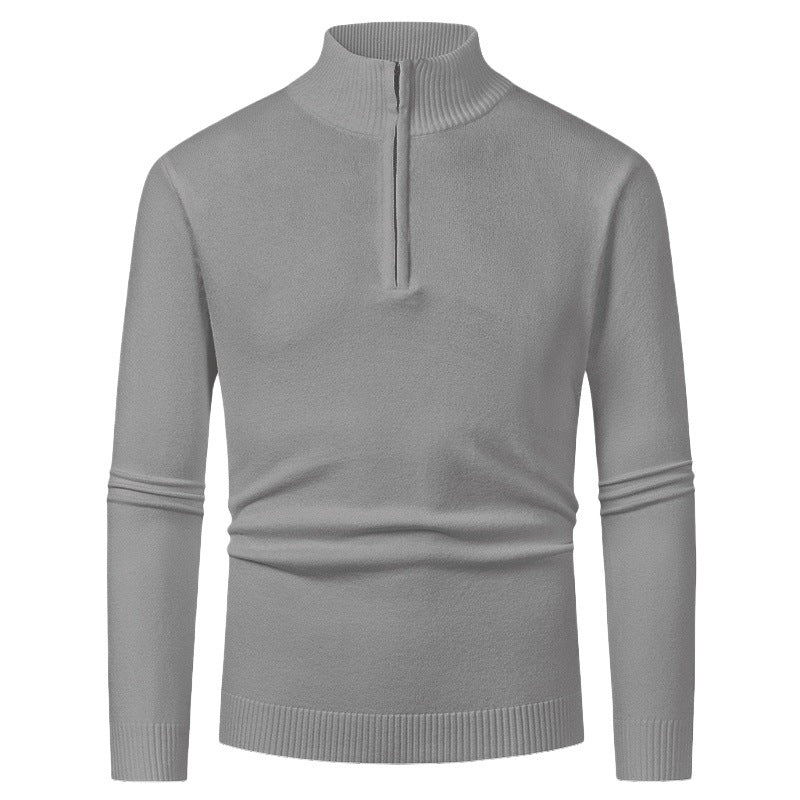 Eckhard Men's Half-Zip Sweater with Stand Collar - Dark Gray