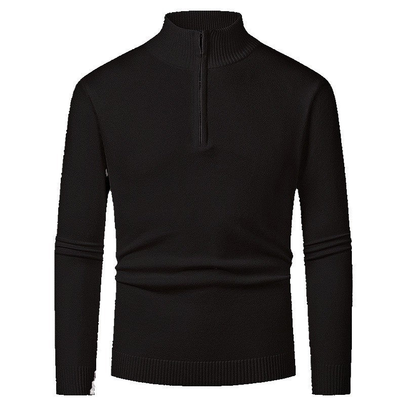 Eckhard Men's Half-Zip Sweater with Stand Collar - Black