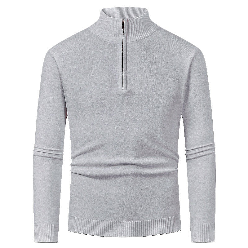 Eckhard Men's Half-Zip Sweater with Stand Collar - Light Gray