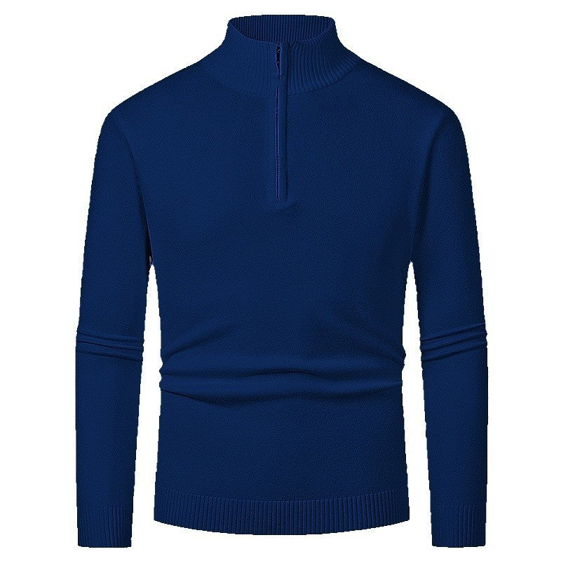 Eckhard Men's Half-Zip Sweater with Stand Collar - Blue