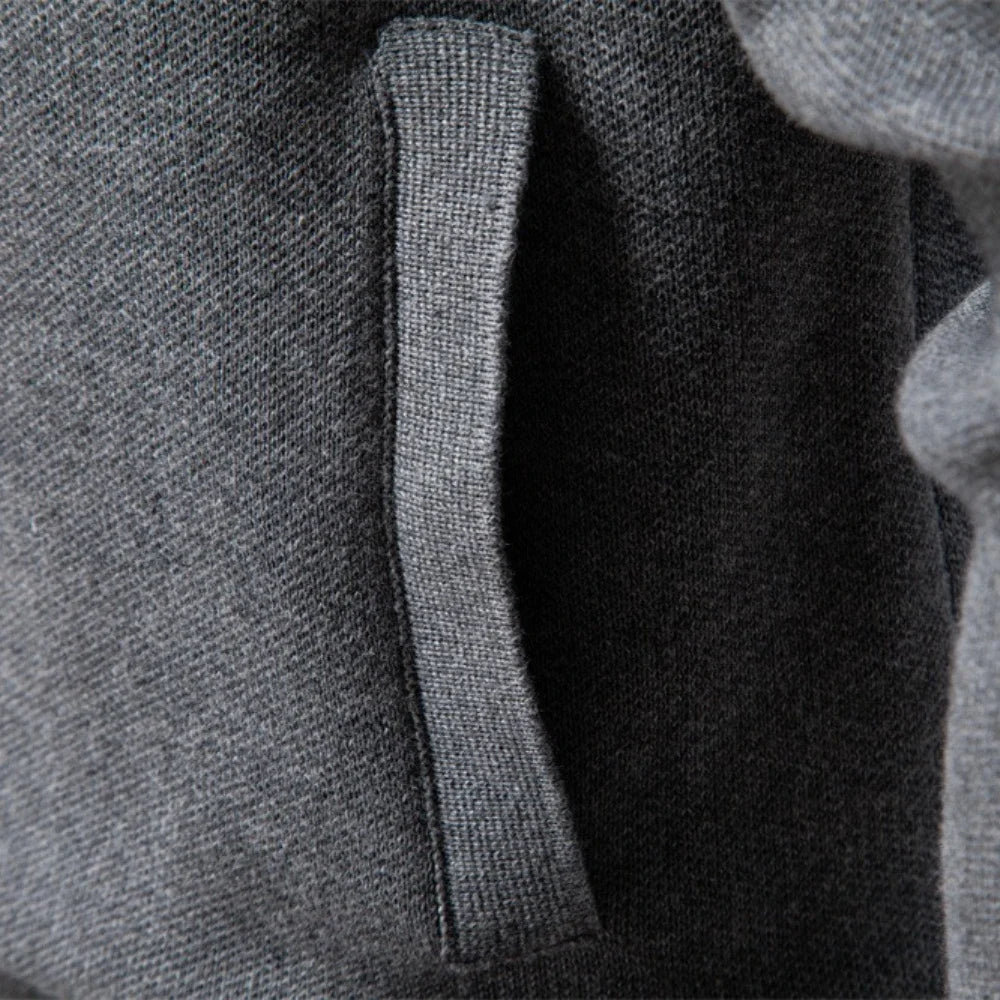 Elix Men's Full Zip Sweater with Polo Collar and Yoke Seam - Gray